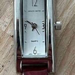 Jaclyn Smith Ladies Watch Stainless Rectangular Case Stainless Dial Red Leather Photo 2