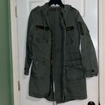 No Boundaries Vintage Denim Olive Green Jacket trench coat jacket Jean jacket green coat Photo 4