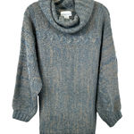 Catherines VTG  22/24 Sweater 2X Blue Marled Knit Cowl Neck Cable Pullover D Photo 0