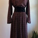 Karin Stevens Vintage Prairie Floral Suede Leather Button Bodice Long Sleeve Dress Size large Photo 14