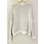 Nicole Miller Artelier Cream Open Knit Crochet Crewneck Sweater Photo 2