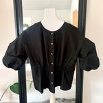 Gracia NEW  Black Puffy Sleeve Shirt Photo 0
