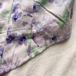 purple pastel green white floral bustier crop tank top Size XS Photo 3