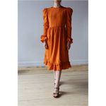 Batsheva NEW Prairie Victorian vampire womens Dress in Orange Moire Size 4 Photo 1