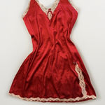 Vintage Y2K Lace Slip Dress Red White Women's Large Shift Romantic Holiday Sexy Photo 0
