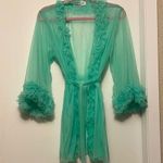 Amanda Uprichard Aqua/ Tiffany blue Sheer Robe Photo 0
