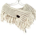 A & O International Crochet Boho Scarf Women's Cream Shoulder Wrap Fringe Chunky Photo 0