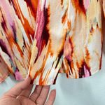 Belle‎ Kim Gravel Blouse Medium Multicolor Abstract Print Long Sleeve Top Orange Photo 5