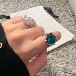 Silver ring Gem ring high end noble ring green color ring green gem ring lava ring Photo 1