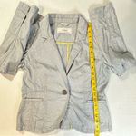 Caslon  Women’s Gray Polka Dot Blazer Lightweight 100% Cotton Summer Jacket Small Photo 5