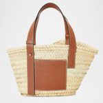 Loewe  x Paula’s Ibiza Basket Small Bag in Palm Leaf with Leather Handles in Tan Photo 0