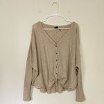 Urban Outfitters  Tan Jojo Button-Up Thermal Top Size XL Photo 3