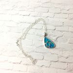Sterling Silver Lab opal Turtle Necklace Blue Photo 4