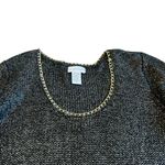 Soft Surroundings  Black Grey Wool Blend Pullover Sweater Gold Chain Size Medium Photo 1