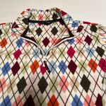 Lands' End Womens Multicolor Argyle Fleece Quarter Zip Pullover Size Small Photo 2