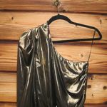 MISA Los Angeles Misa One Shoulder Body Suit Gold Lame Photo 5