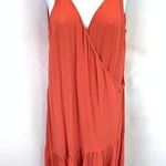 Fresha London Boutique Coral Ruffle Wrap Tie Dress Women's size Medium Red Photo 0