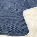 BCBGMAXAZRIA Blue Open Weave Tunic Sweater Long Sleeve Semi Sheer Size Large Photo 6