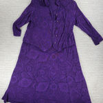 Coldwater Creek VTG No Wrinkle Skirt Set L Purple Paisley Fairycore Whimsigoth Photo 0