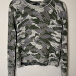AQUA  Sweater Womens XS Gray Green Camo Pullover Cashmere Crewneck Soft Lightweig Photo 0