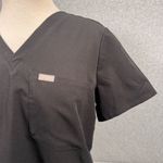 FIGS Women’s Scrub Top Black V-Neck M Short Sleeve Technical Collection Photo 1