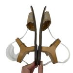 J.Crew  Factory Raffia Ankle Strap Sandal Size 10 Boho Metallic Silver Tan Woven Photo 4