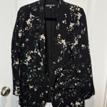 Matty M Black Floral Blazer Medium Women's Suit Jacket Work Office Photo 0