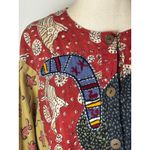 Market Place Dress Women Medium Red Batik‎ Cotton Abstract Embroidered Midi Boho Photo 6