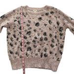 Charming Charlie Blush Pink Fuzzy Cheetah Print Pullover Sweater Medium Photo 4