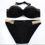 New. Black and Gold swimsuit sexy push Photo 1