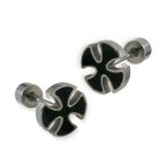 Cross Stud Earrings for Men Women Streetwear Punk Hip Hop Unisex Style Silver Photo 0