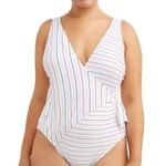 No Boundaries New  Campaign Stripe Wrap One Piece Swimsuit Women size Small Photo 8