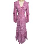 Alexis Zendaya Lace Crochet Cut Out Long Sleeve Dress Lilac Macrame size XS Photo 5