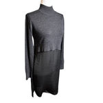 ALLSAINTS Merino Wool Paro Dress LS High Neck Satin Front Panel Small Black NWOT Photo 5