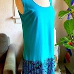 Vintage Sleeveless Teal and floral Patterned drop waist Dress size medium Blue Photo 0