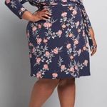 Lane Bryant  Navy Floral Faux Wrap Mini Dress Coquette Cottage Vacay Size 22/24 Photo 0