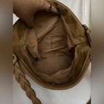 Strada Tan Beige Leather Braided Handle Boho Hobo Purse Photo 5
