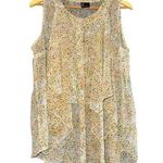 Bisou Bisou Lightweight Rainbow Ruffle Front Top Womens Large Floral Sheer Party Photo 0