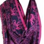 Black and Pink Scarf with Elephants Photo 0