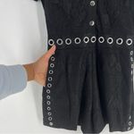 Maje  Black Lace Silver Grommet Details Snap Front Collared Romper Size XS Photo 5