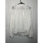 Farm Rio  White Pineapple Embroidered Long Sleeve Boho Blouse Size Large Cotton Photo 7