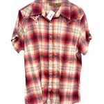 Wrangler Women's Pink & Orange Plain Pearl Snap Button Up Short Sleeve Size L Photo 0