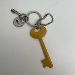 Fossil Vintage Keyper Key Charm Purse Hang Tag Fob Mustard Yellow Silver Photo 5