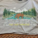 Forever 21 ALASKA GREY RHINESTONE BEAR FOREST GRAPHIC CUT OFF CROP TEE Photo 1