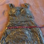 NWOT silver sequined sleeveless prom dress lace up back side slit size 2 Photo 10