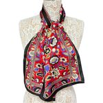 Lot of 2 Vintage Silk Floral Scarves Pink & Red Boho Floral Botanical Prints Photo 7