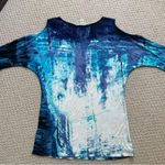 Calvin Klein  Cold Shoulder Bat Wing Abstract Rave Going Out Top XS Photo 6