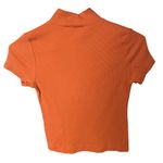 Anthropologie Maeve Ribbed Mock Neck Fitted Short Sleeve Orange Tee Small Photo 2