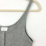 Abound New  Cropped Henley Tank Top Scoop Neck Ribbed Heather Grey Photo 4