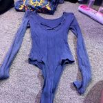 Aerie Blue Ribbed Low Back Bodysuit Photo 1